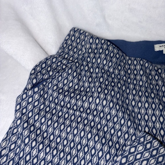 Max Studio XL Wide Leg Pants Blue/White Geo Print Stretchy Knit Pull On Office - Picture 2 of 11